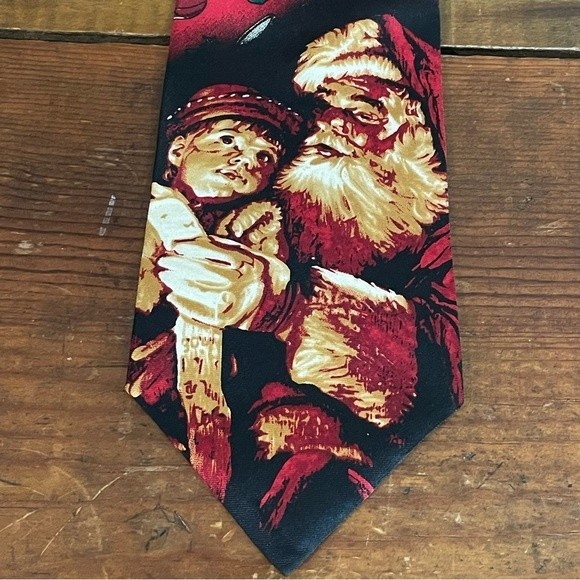 Santa’s Naughty or Nice list tie with stockings/toys, by Wembley. 100% silk. - Picture 3 of 6